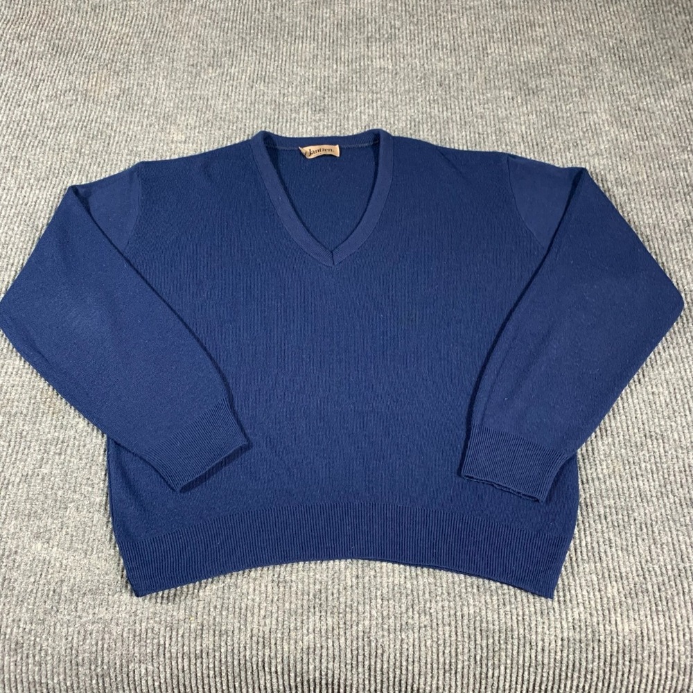 Vintage Jantzen Sweater Mens Extra Large Blue V‎ Neck Pullover Made In USA 80s